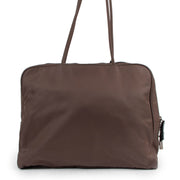 Prada Vintage Brown Nylon Logo Tote Bag
