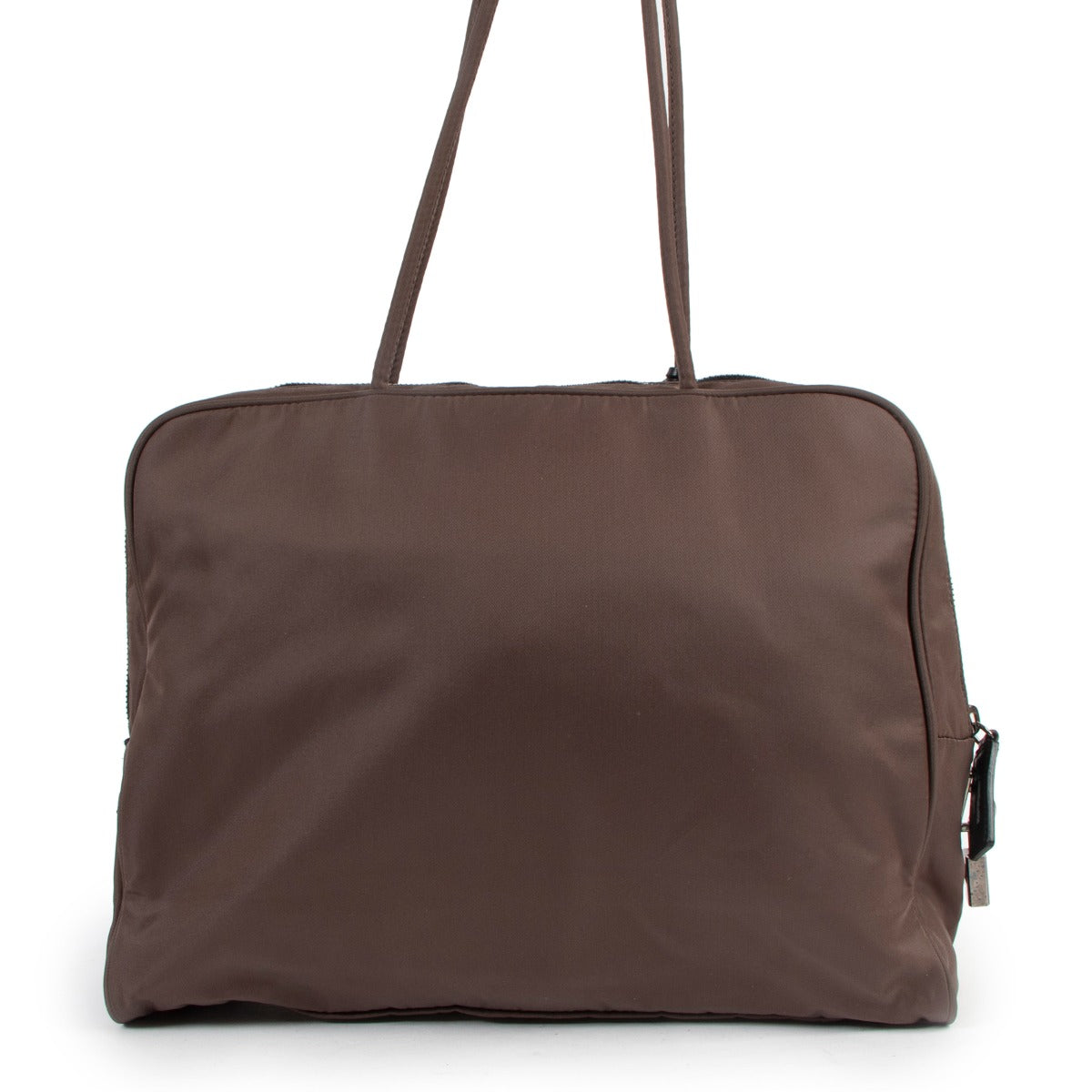Prada Vintage Brown Nylon Logo Tote Bag