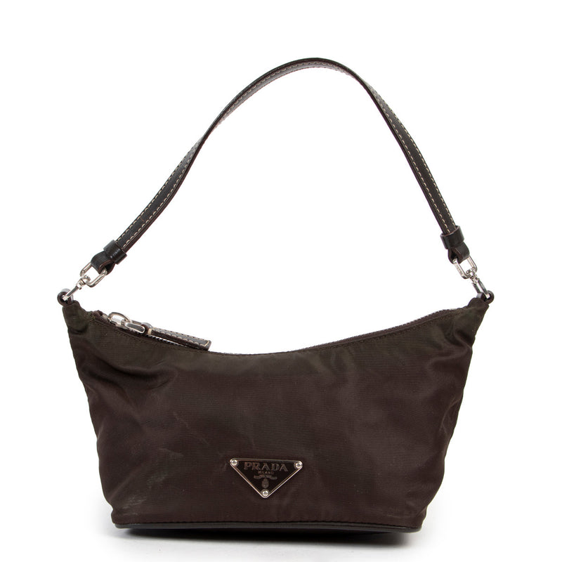 Prada Brown Nylon Mini Shoulder Bag for the best price at Labellov secondhand luxury