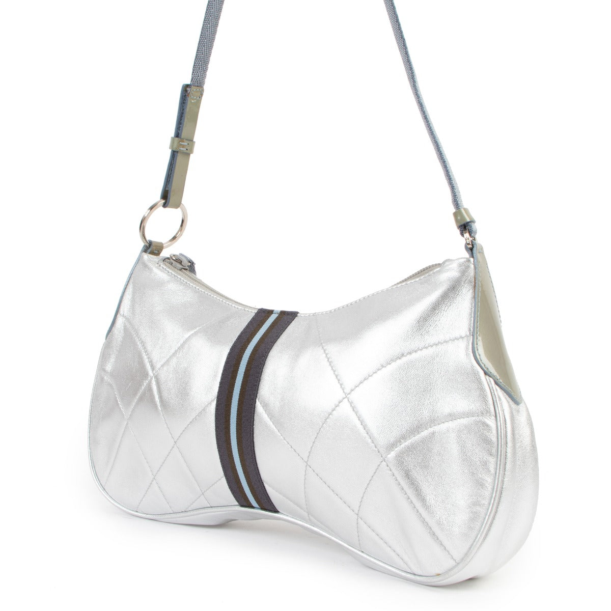 Prada Metallic Silver Quilted Nappa Shoulder Bag