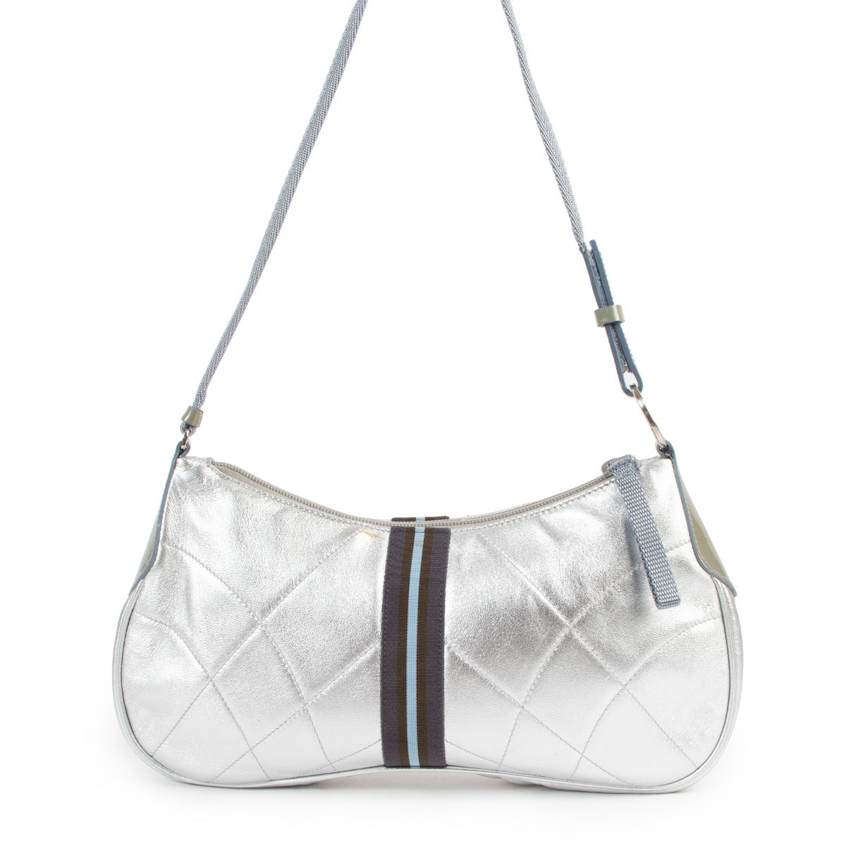 Buy online authentic second hand Prada Metallic Quilted Nappa Shoulder Bag in very good condition at Labellov in Antwerp