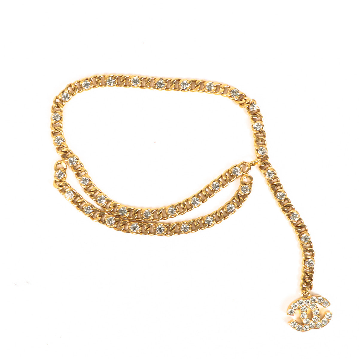 CHANEL 95P CC GOLD CRYSTAL CHUNKY CHAIN BELT