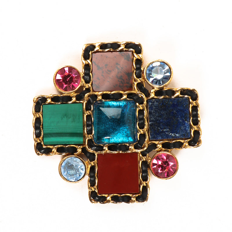 Chanel 1995 Winter Collection Gold Cross Brooch