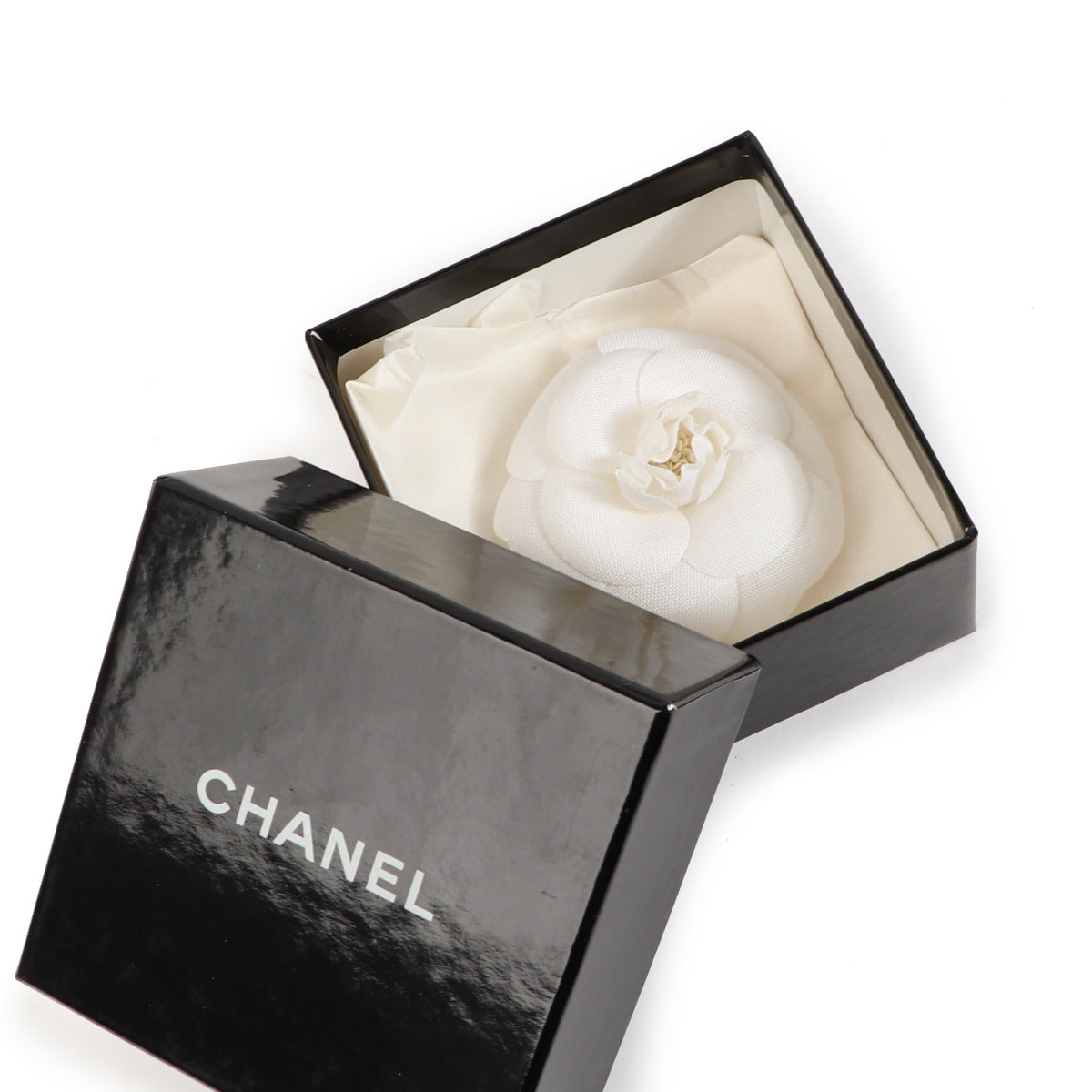 Chanel White Textured Camelia Brooch