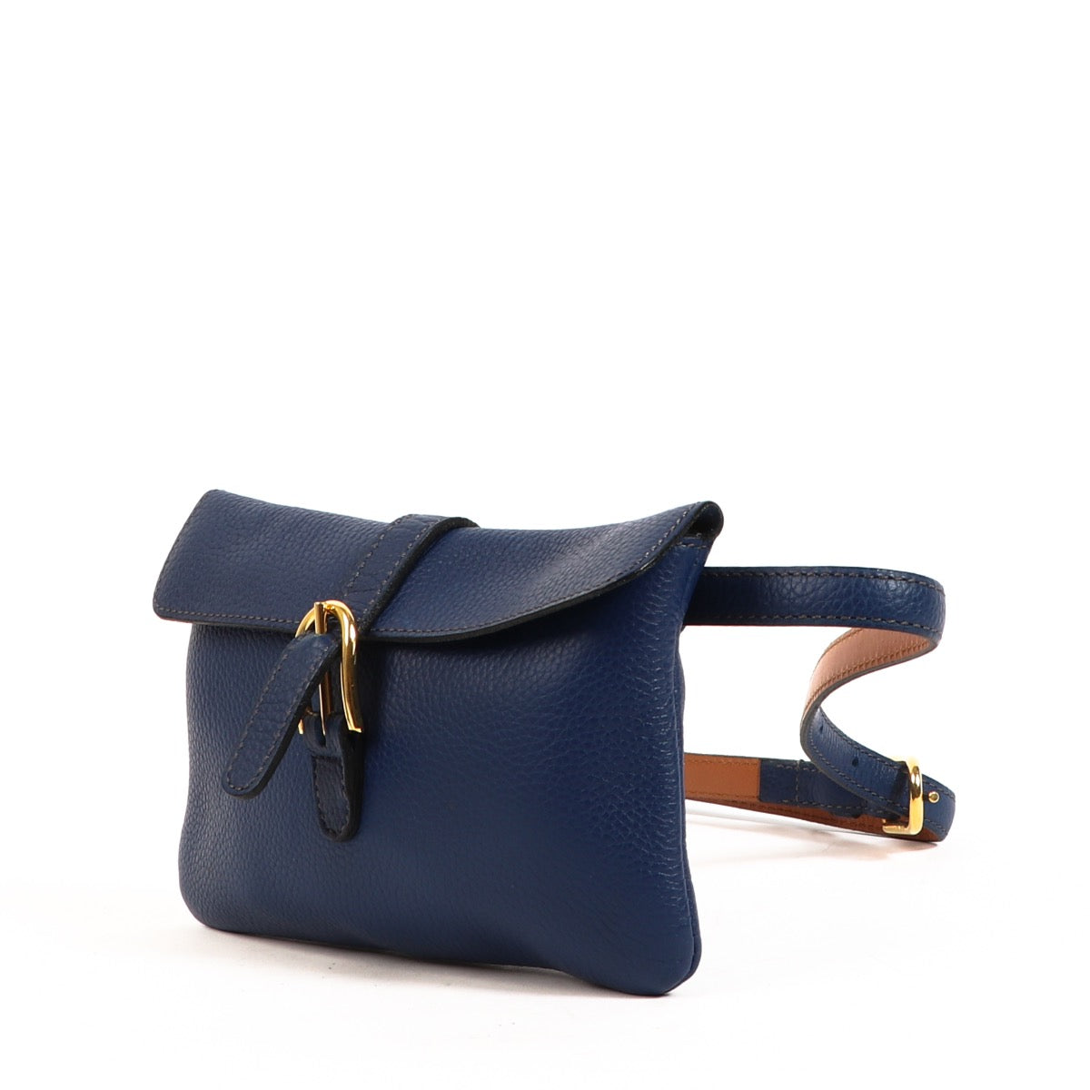 Shop safe online at Labellov in Antwerp this 100% authentic second hand Delvaux Blue Leather Belt Bag - size 80