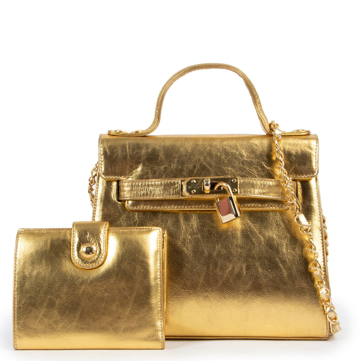 Shop safe online at Labellov in Antwerp this 100% authentic second hand Moschino Gold Leather Crossbody Bag