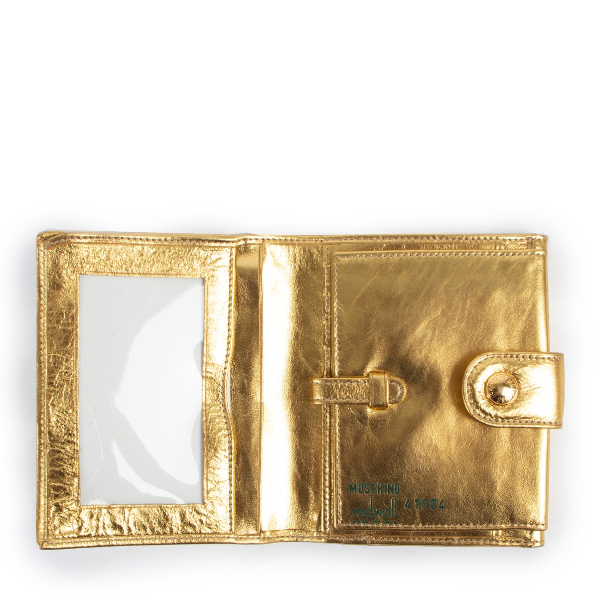 Shop safe online at Labellov in Antwerp this 100% authentic second hand Moschino Gold Leather Crossbody Bag