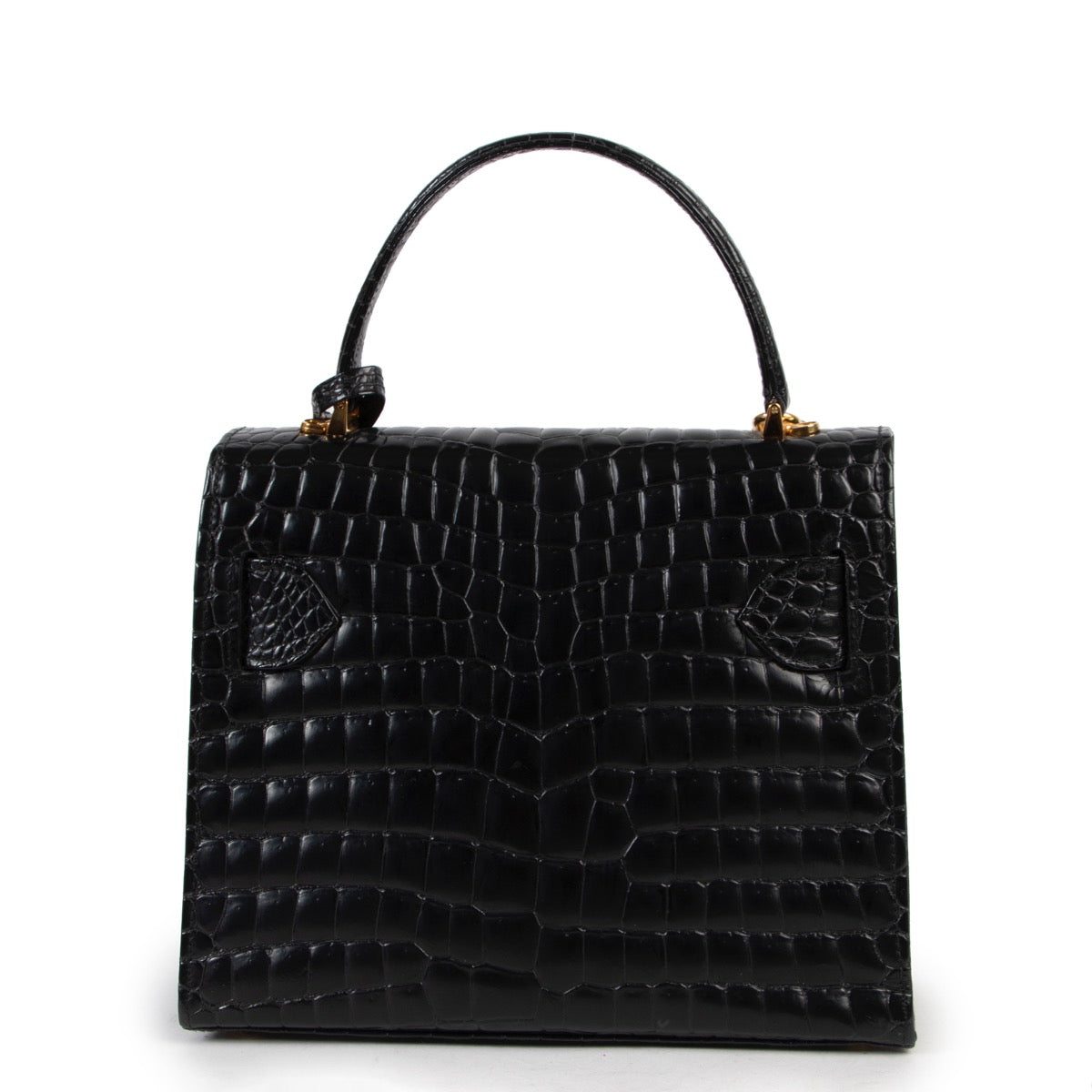 Get this Versace Medusa Crocodile Embossed Black Satchel Top Handle at Labellov Luxury in good condition. Buy and sell your designer items for a reasonable price.