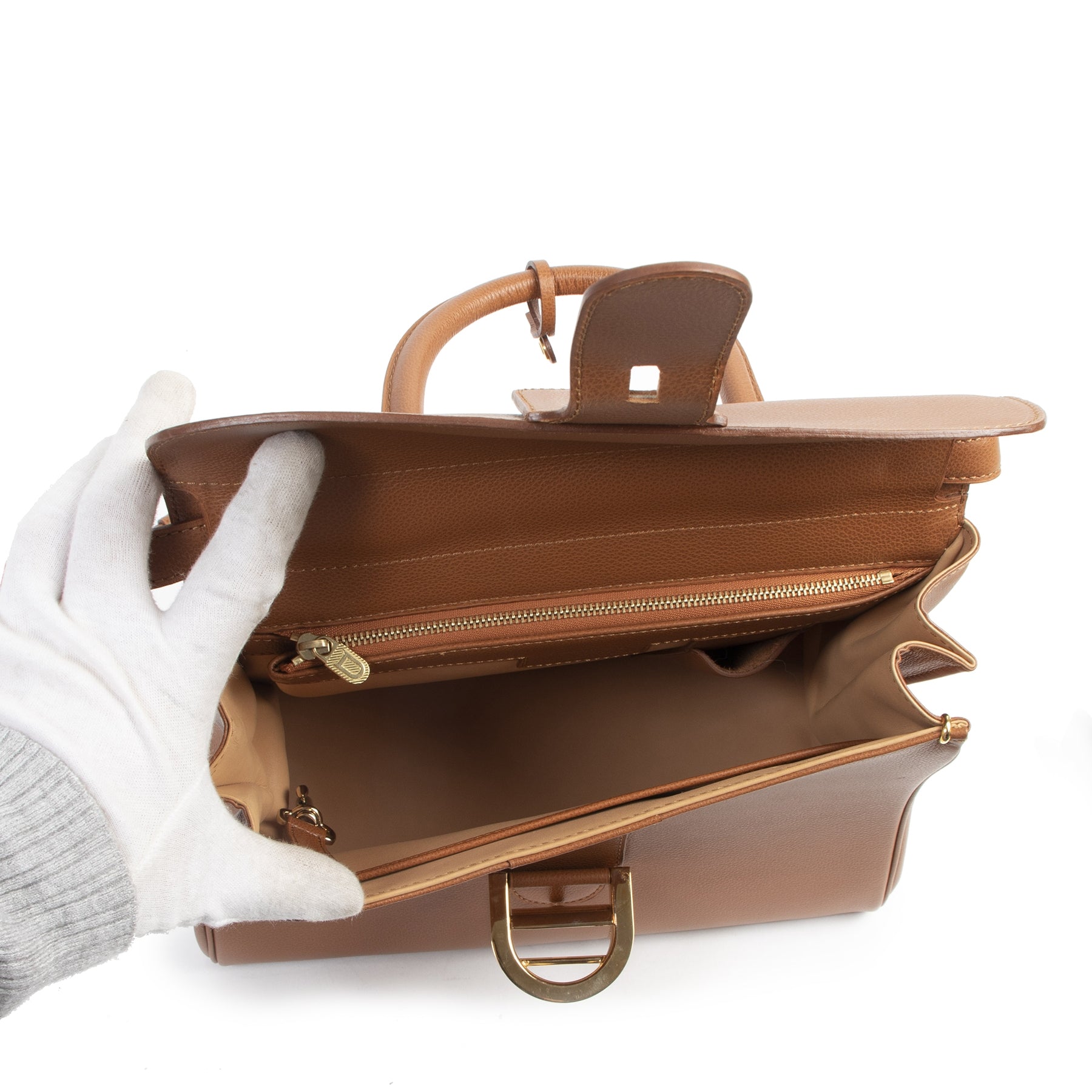 koop online tegen de beste prijs Delvaux Fauve Brillant MM + Strap