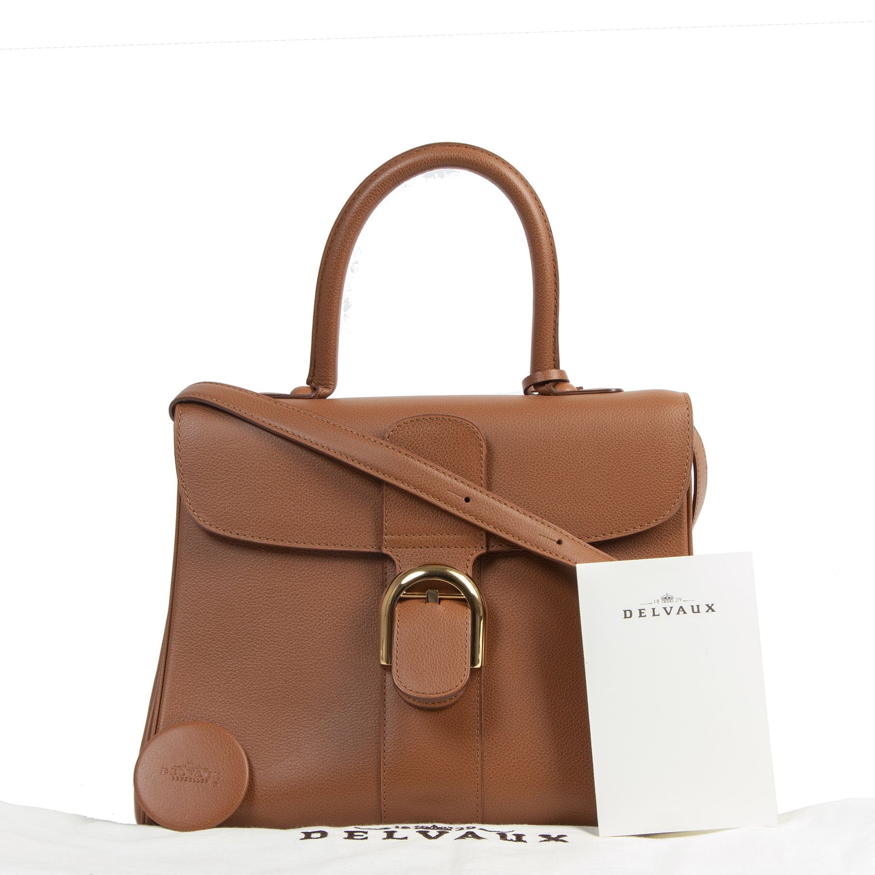 100% authentic Belgium Delvaux Fauve Brillant MM + Strap