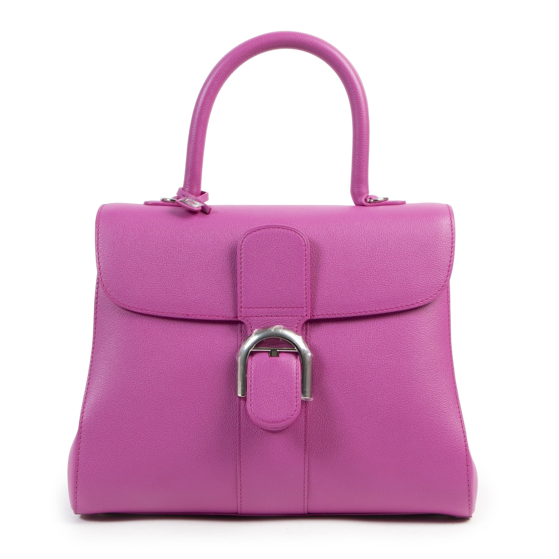 Authentic second-hand vintage Delvaux Fuchsia Brillant MM Bag buy online webshop LabelLOV
