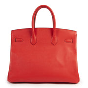 acheter en ligne seconde main Hermes Birkin 35 Epsom Rouge Tomate PHW