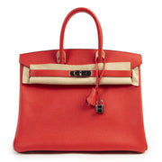 skip the waitinglist shop safe online Hermes Birkin 35 Epsom Rouge Tomate PHW