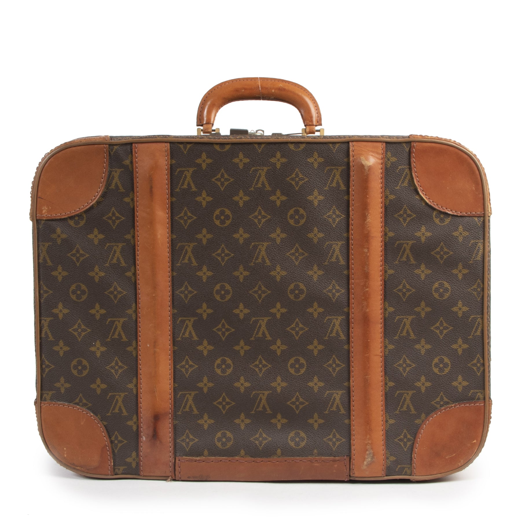 Authentieke Tweedehands Louis Vuitton Stratos 50 Monogram Suitcase juiste prijs veilig online shoppen luxe merken webshop winkelen Antwerpen België mode fashion