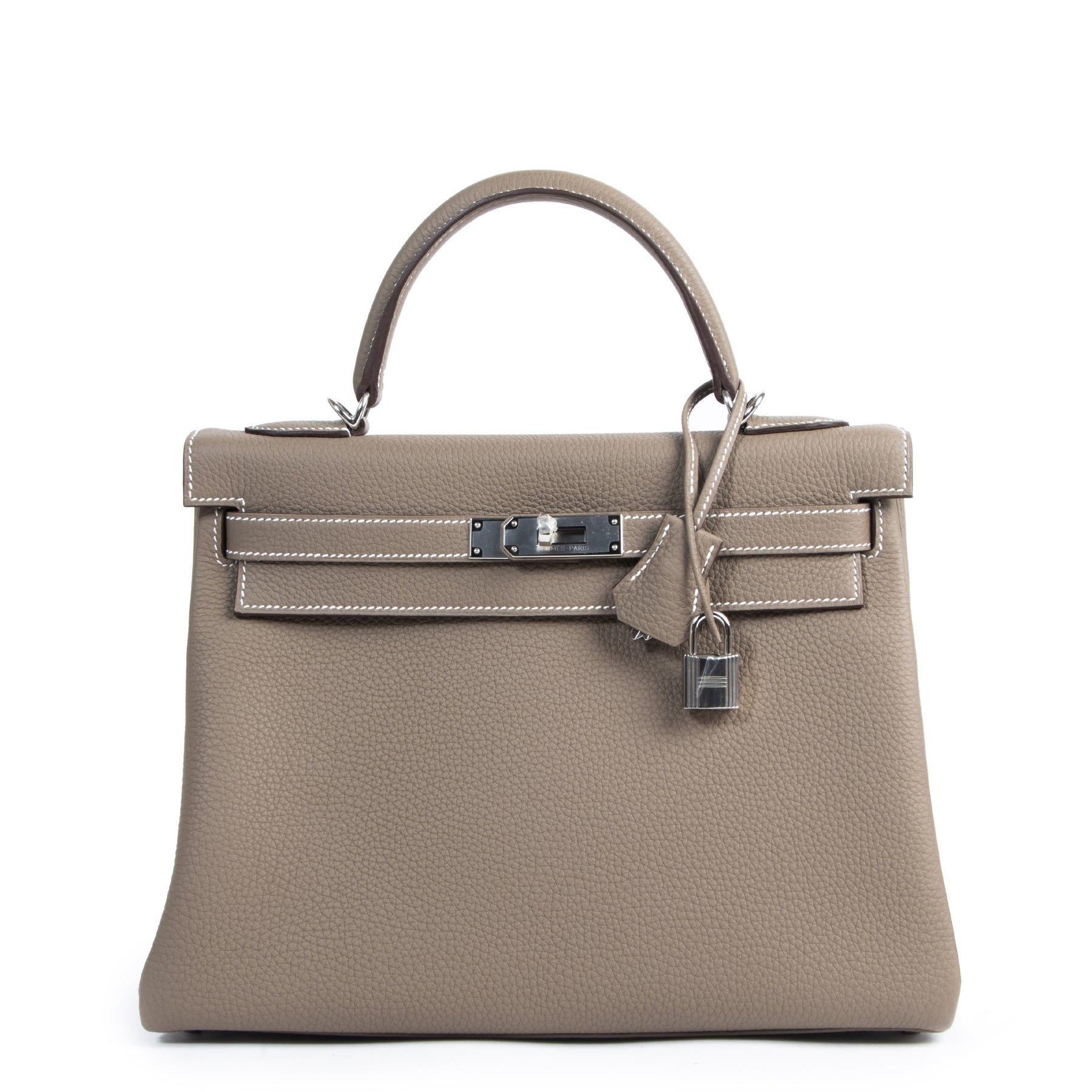Hermès Kelly 32 Retourne Veau Etoupe PHW available at Labellov secondhand luxury in Antwerp Belgium