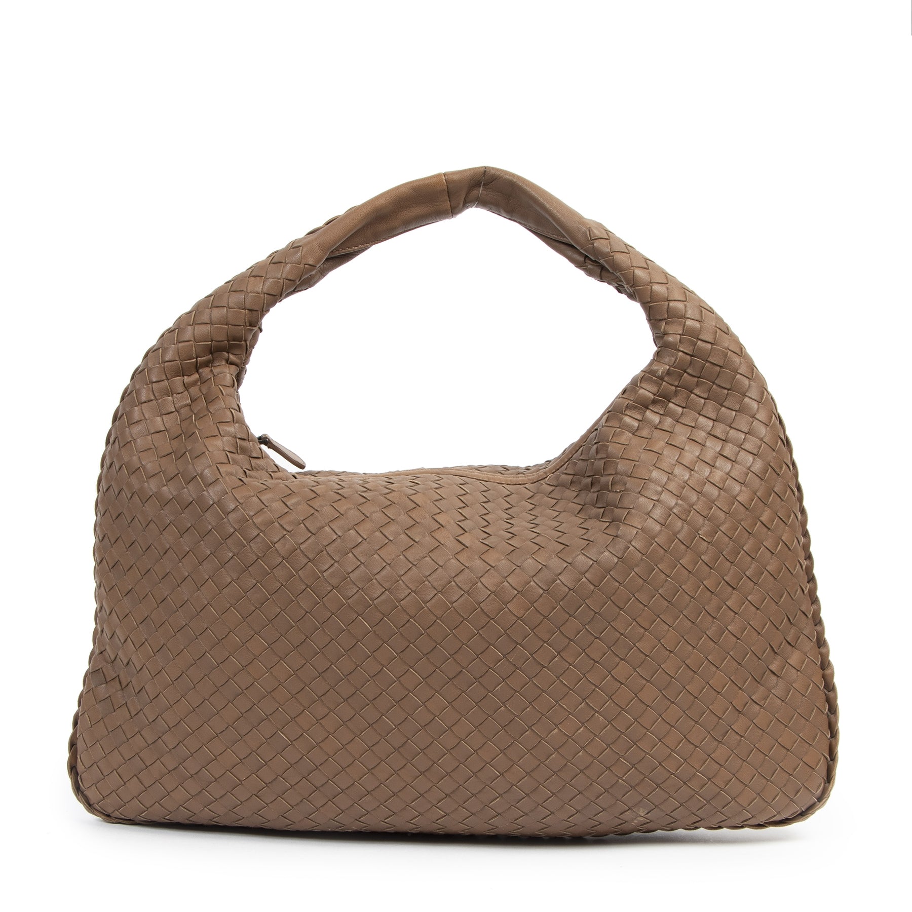 Authentieke tweedehands vintage Bottega Veneta Large Brown Hobo Bag koop online webshop LabelLOV