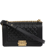 Authentieke Tweedehands Chanel Black Medium Boy Bag GHW juiste prijs veilig online shoppen luxe merken webshop winkelen Antwerpen België mode fashion