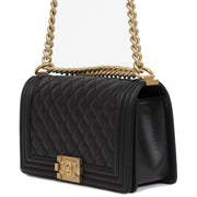 Authentieke Tweedehands Chanel Black Medium Boy Bag GHW juiste prijs veilig online shoppen luxe merken webshop winkelen Antwerpen België mode fashion