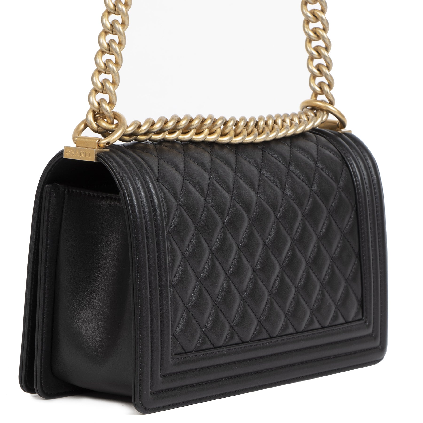 Authentieke Tweedehands Chanel Black Medium Boy Bag GHW juiste prijs veilig online shoppen luxe merken webshop winkelen Antwerpen België mode fashion
