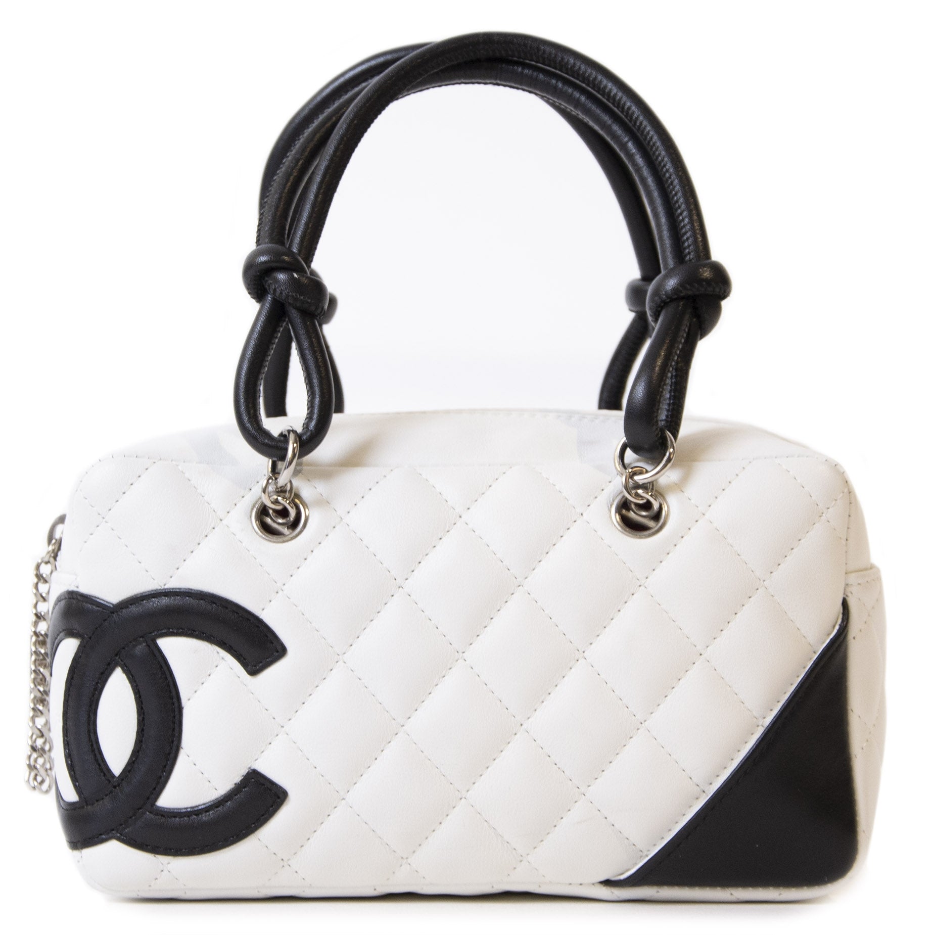 Chanel White Black Cambon Ligne Leather Shoulder Bag for the best price at Labellov