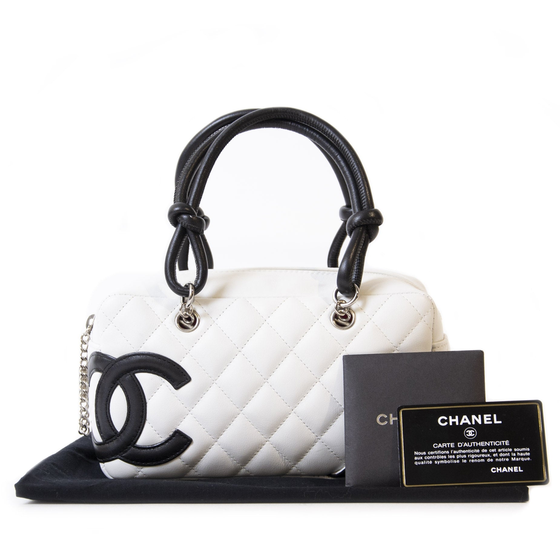 Sac bandoulière Chanel Cambon Ligne en cuir noir et blanc