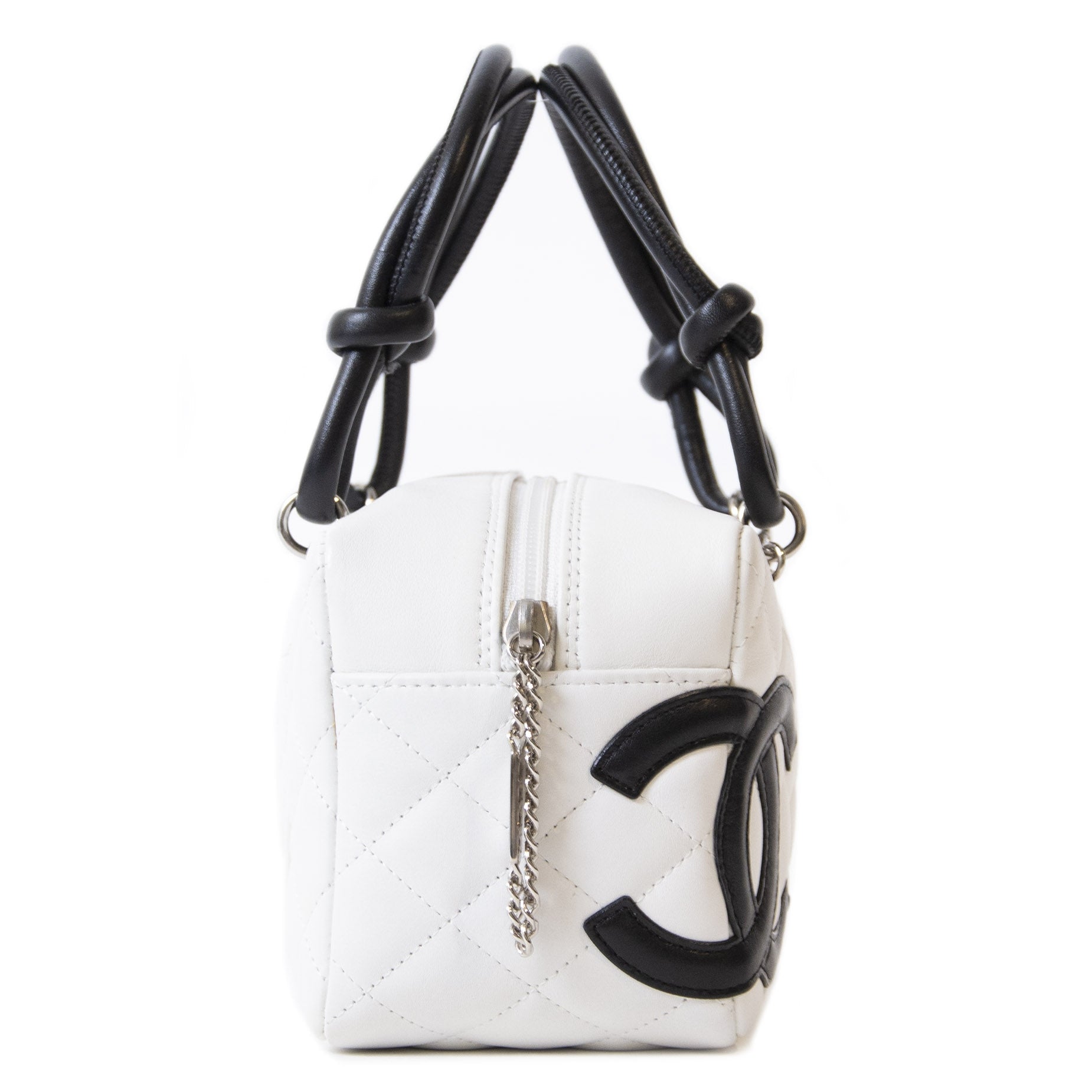Secondhand designer bags online available Chanel White Black Cambon Ligne Leather Shoulder Bag