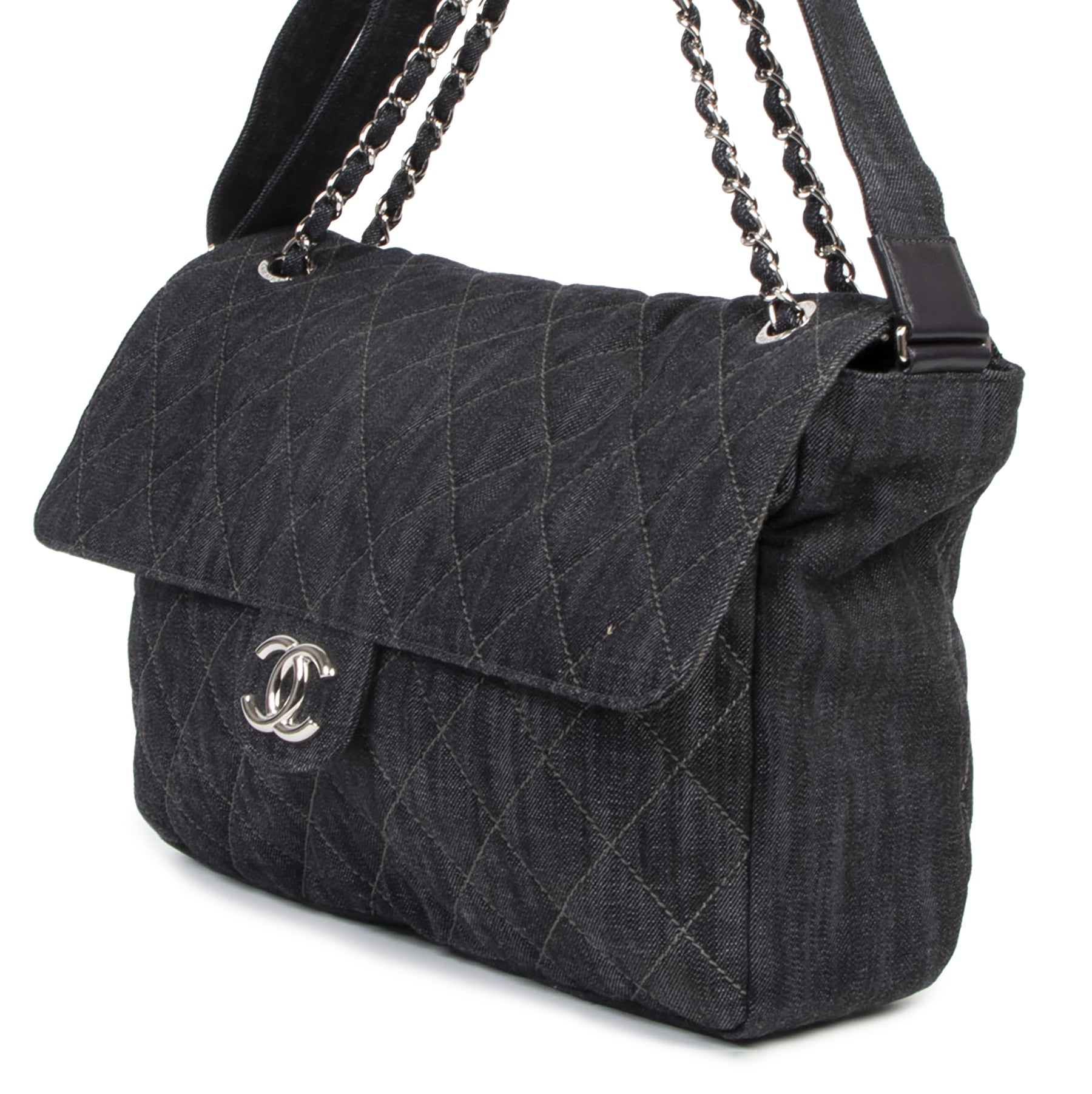 Chanel Denim Quilted XL Classic Flap Shoulder Bag