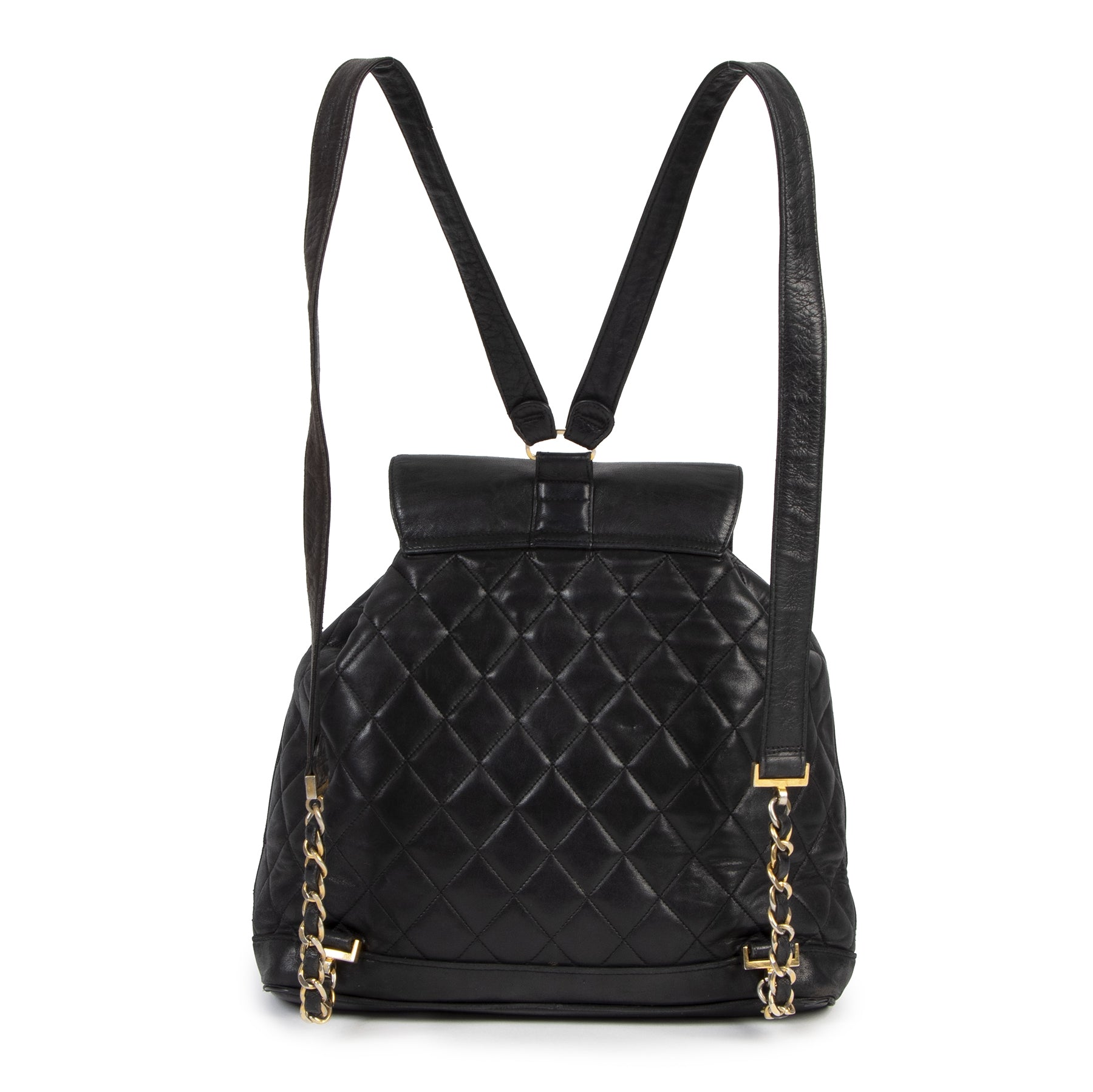 skip the waiting list shop safe online your secondhand Chanel Vintage Black Quilted Leather Backpack
