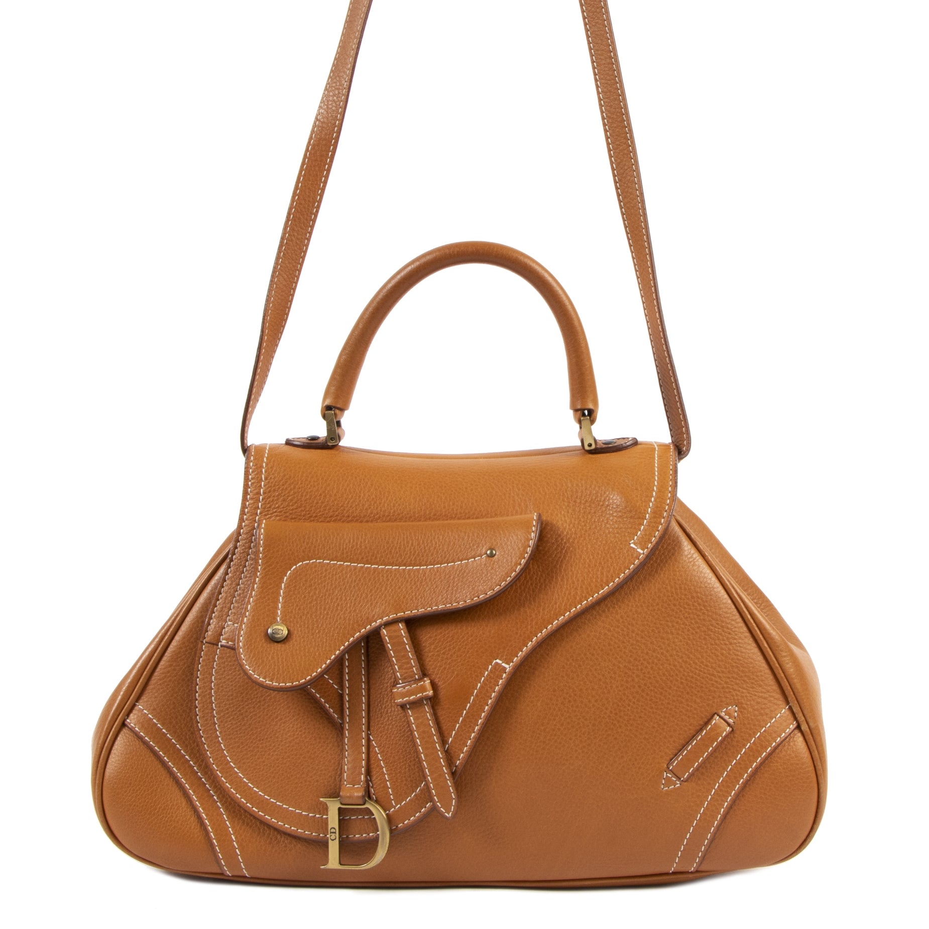 Christian Dior Cognac Leather Saddle Messenger Bag