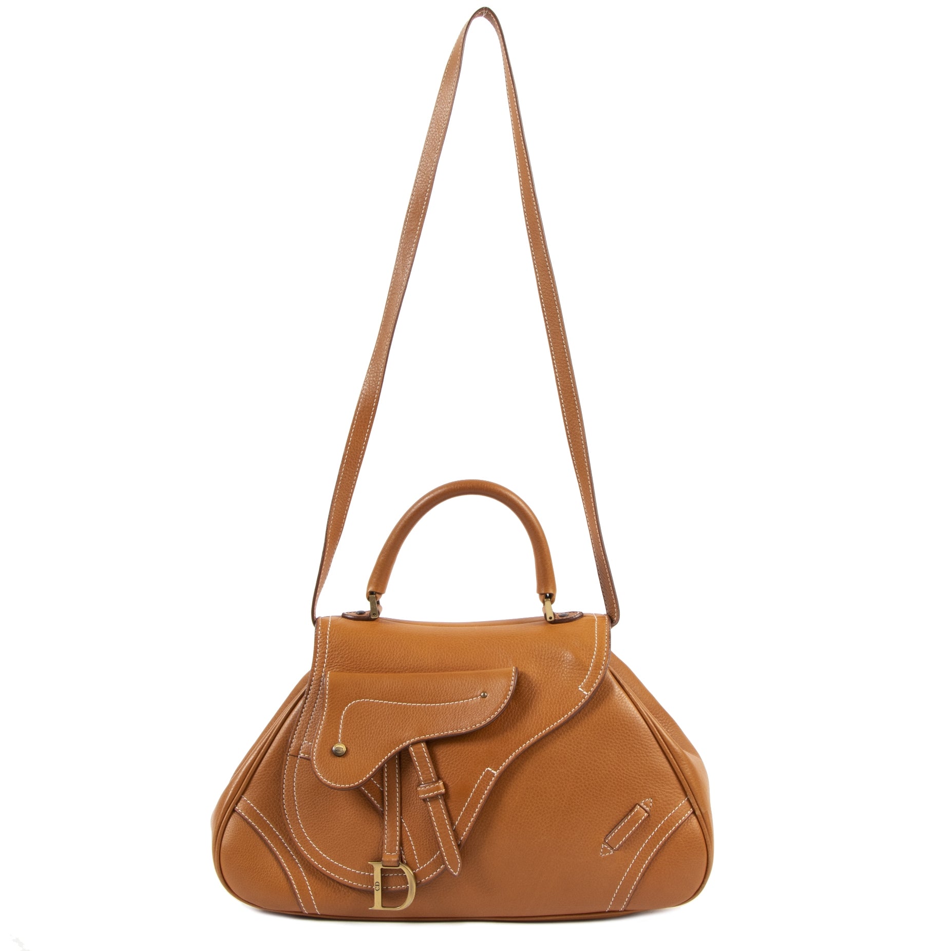 Sac Messenger Christian Dior Saddle en Cuir Cognac