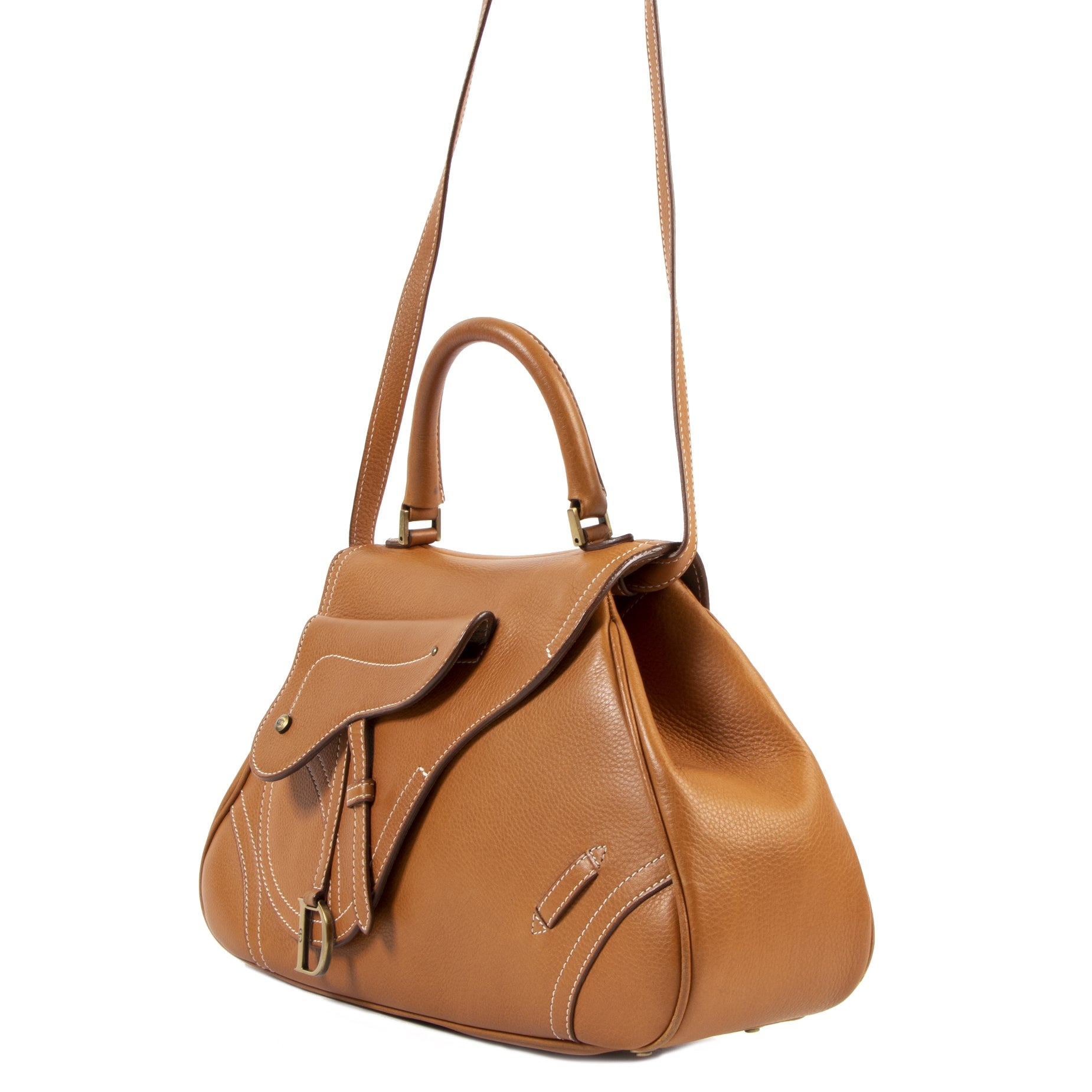 Sac Messenger Christian Dior Saddle en Cuir Cognac