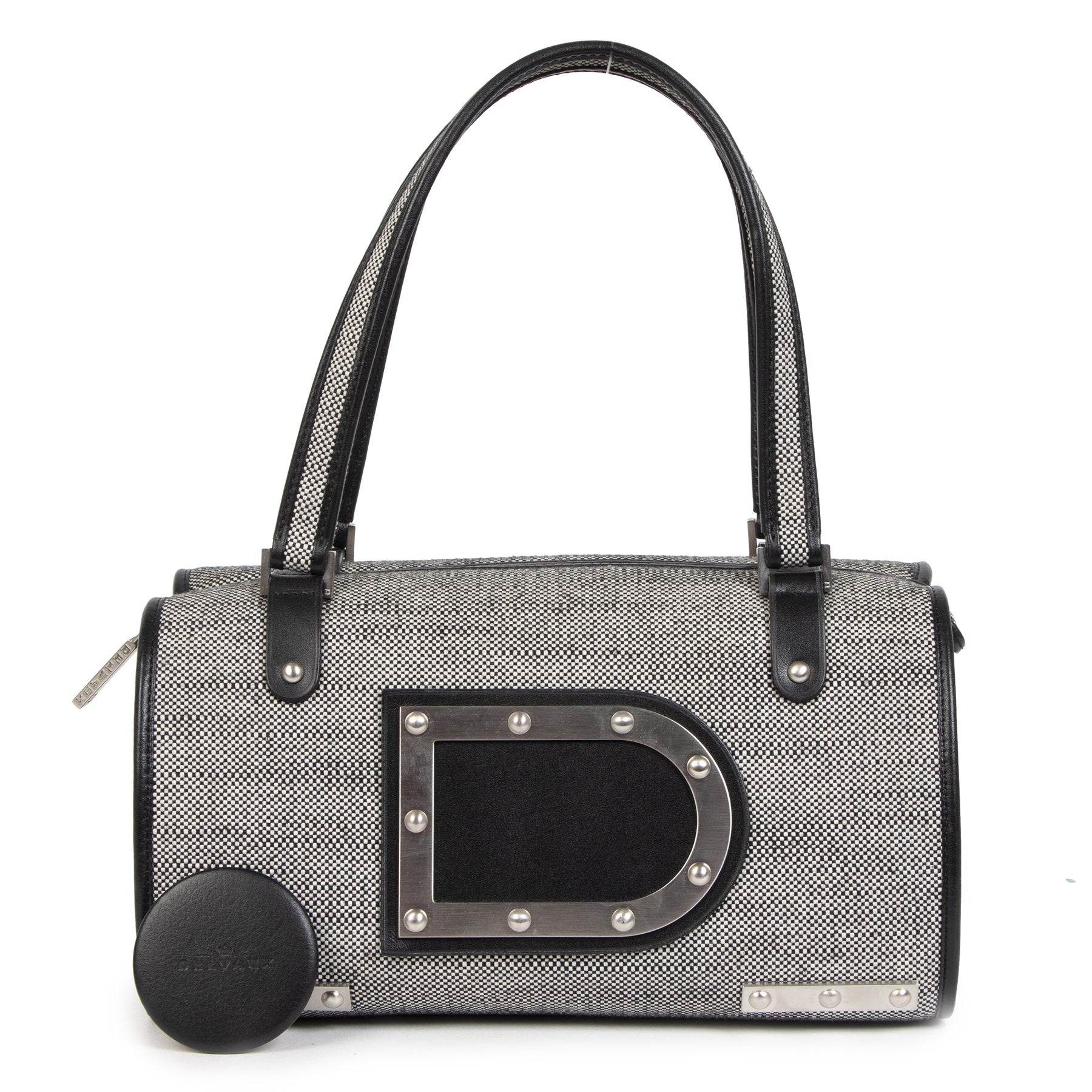 Authentic secondhand Delvaux Le Astrid MM Toile Charleston Noire Bag designer bags designer brands fashion luxury vintage webshop safe secure online shopping worldwide shipping delivery