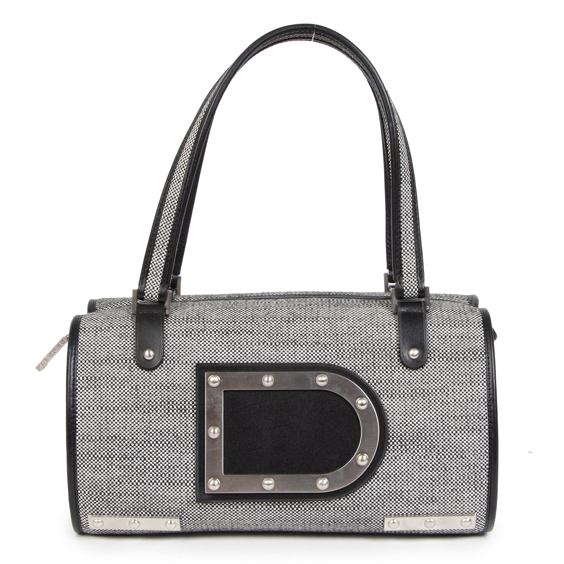 Authentic secondhand Delvaux Le Astrid MM Toile Charleston Noire Bag designer bags designer brands fashion luxury vintage webshop safe secure online shopping worldwide shipping delivery