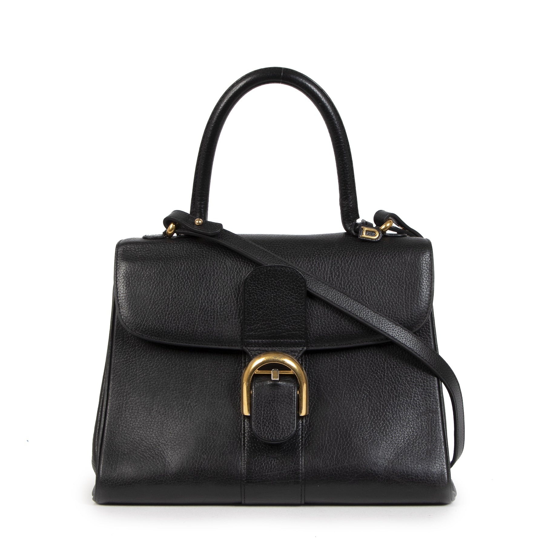 Authentieke Tweedehands Delvaux Brillant Black MM Bag + Strap juiste prijs veilig online shoppen luxe merken webshop winkelen Antwerpen België mode fashion