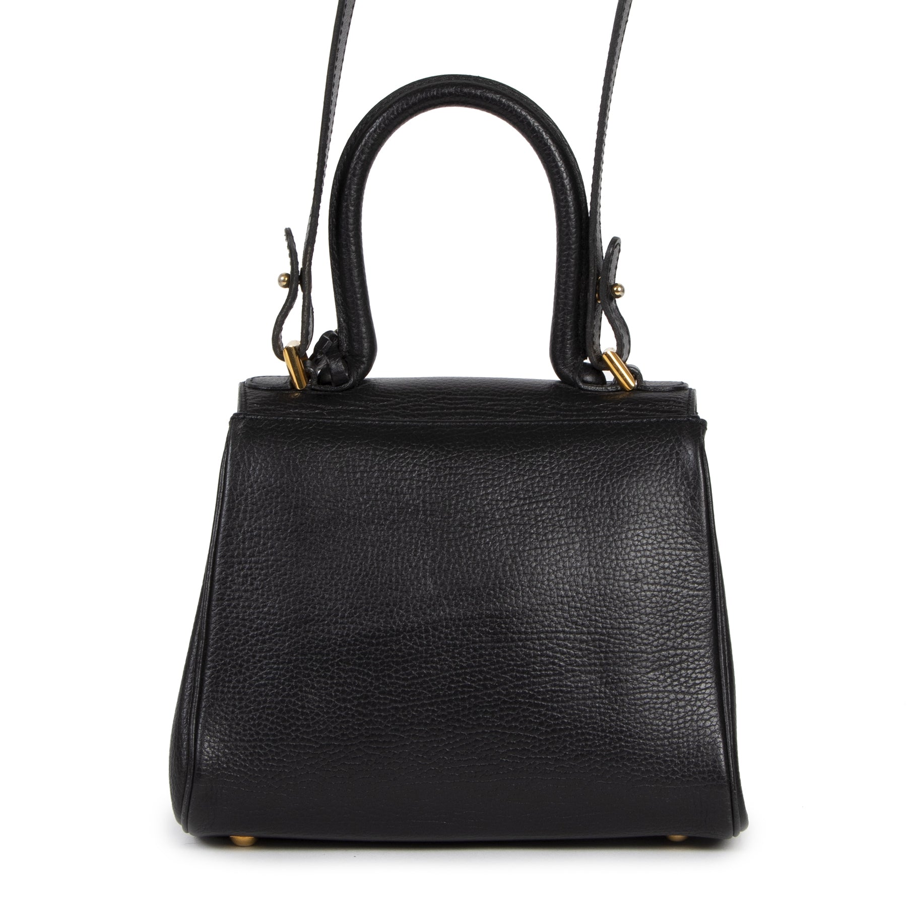 Authentieke tweedehands vintage Delvaux Black Mini Brillant Bag koop online webshop LabelLOV