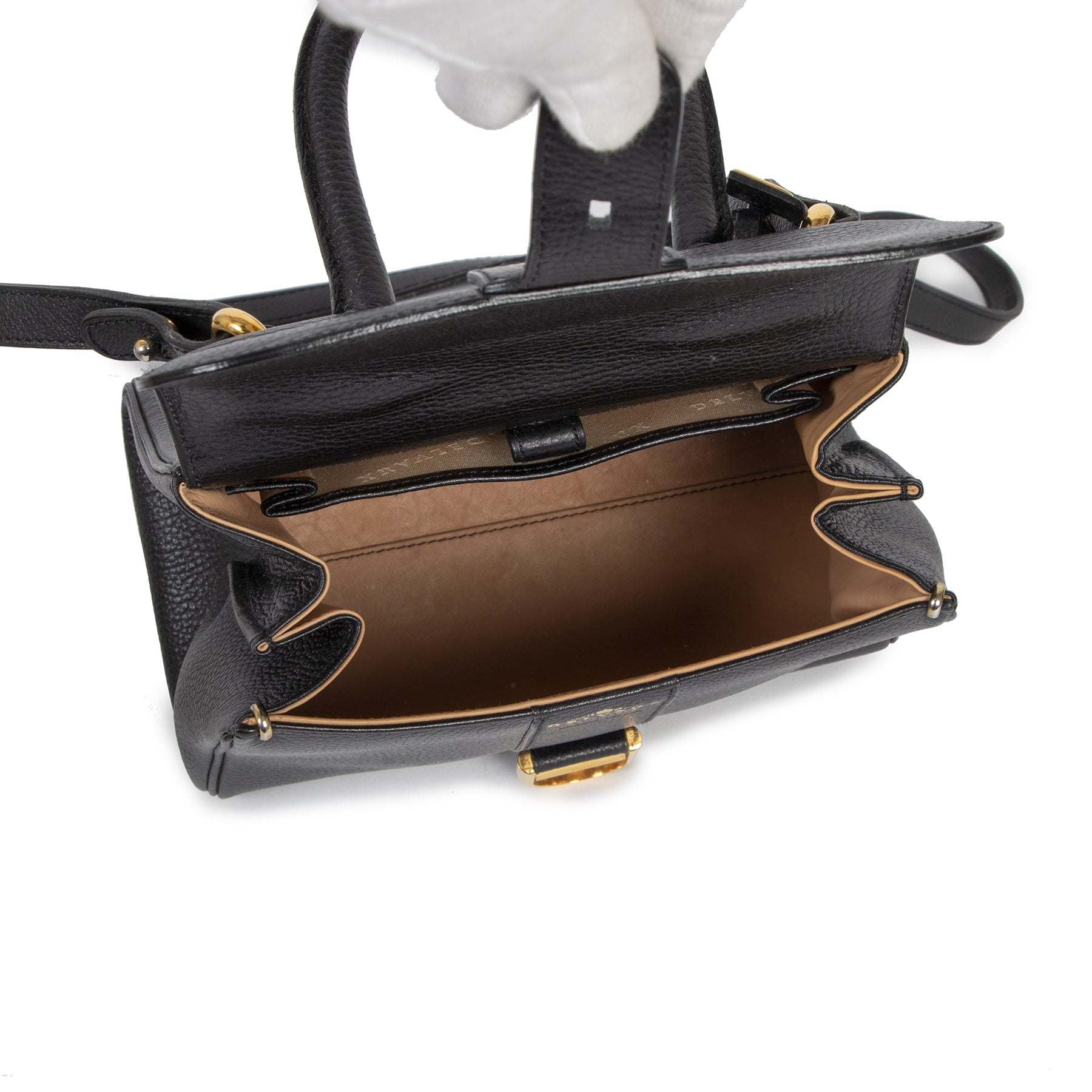 Authentic second-hand vintage Delvaux Black Mini Brillant Bag buy online webshop LabelLOV