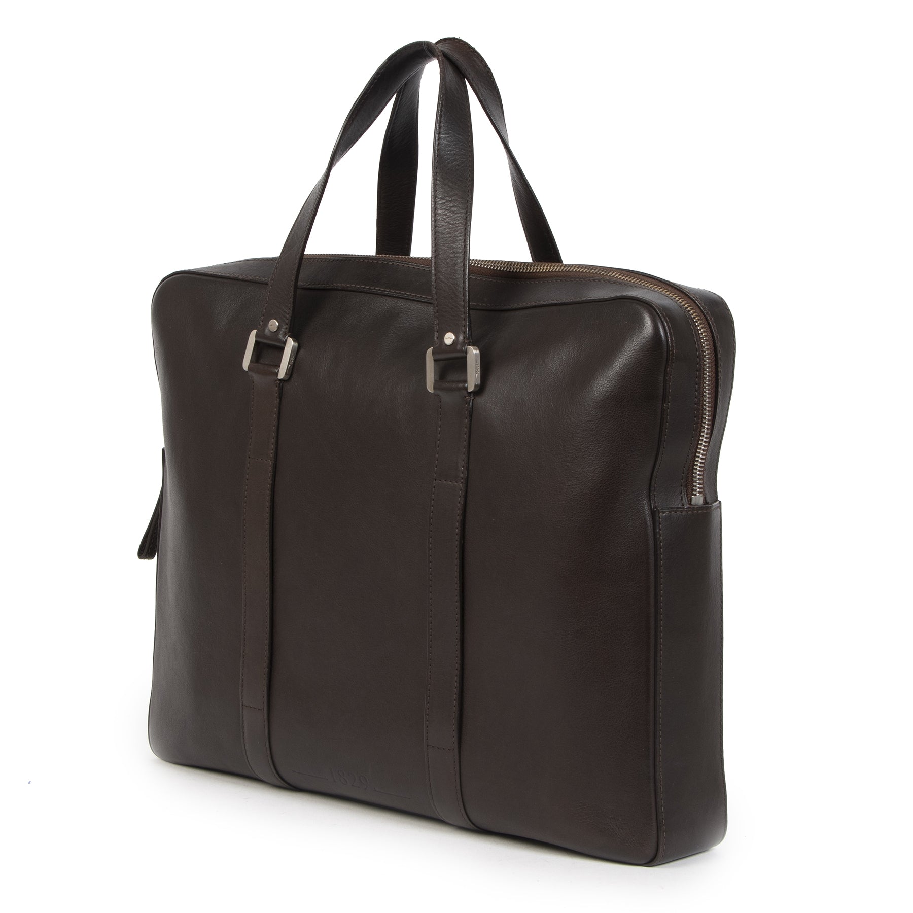 Authentieke Tweedehands Delvaux Chocolate Brown 1829 Newspaper Bag juiste prijs veilig online shoppen luxe merken webshop winkelen Antwerpen België mode fashion