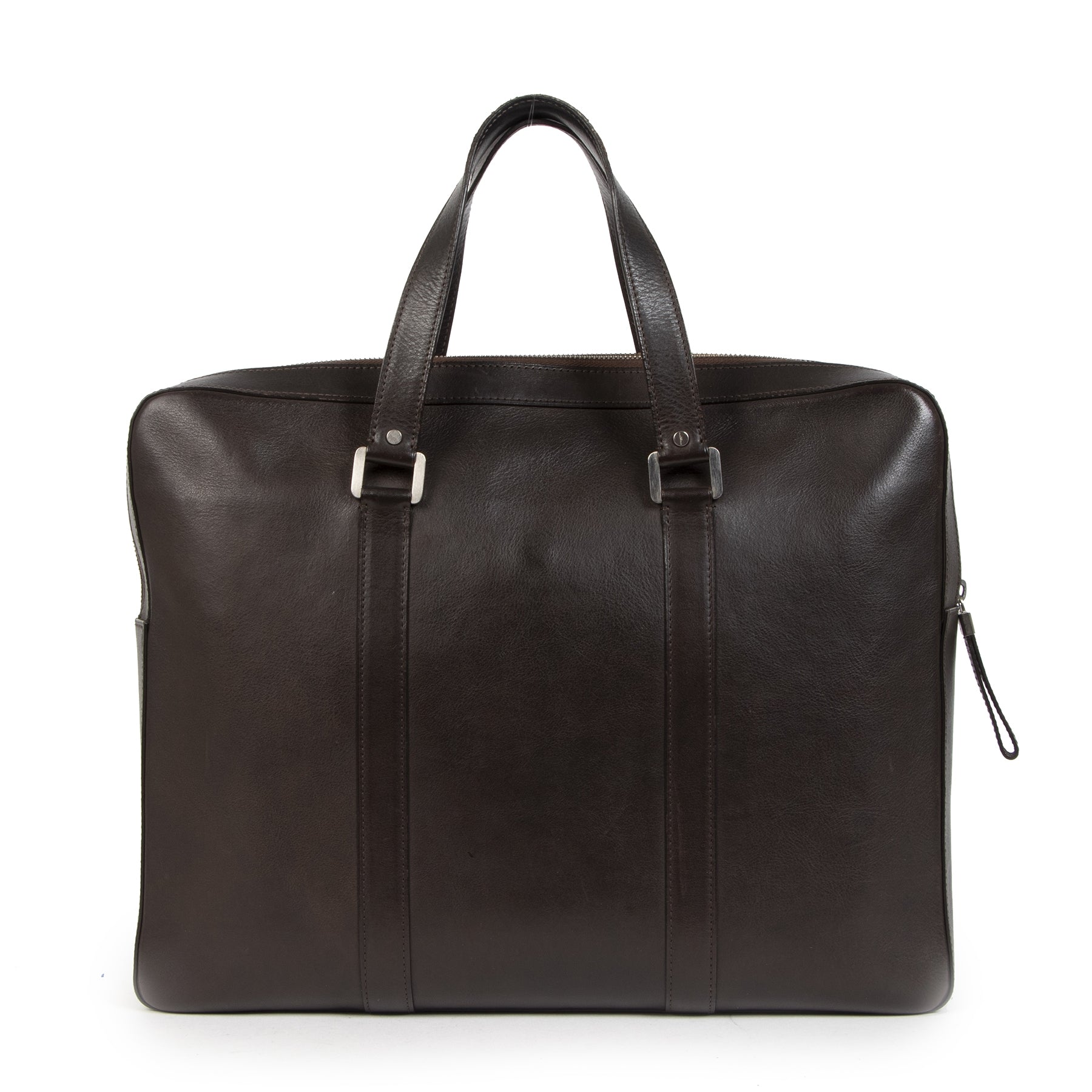 Authentieke Tweedehands Delvaux Chocolate Brown 1829 Newspaper Bag juiste prijs veilig online shoppen luxe merken webshop winkelen Antwerpen België mode fashion