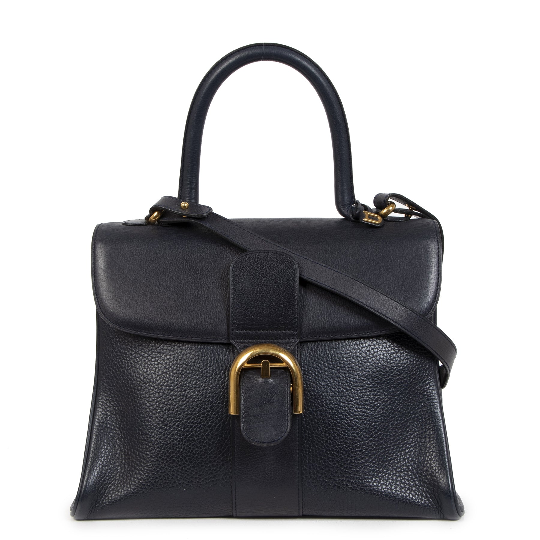 Authentic secondhand Delvaux Brillant Navy Blue MM Bag designer bags fashion designer brands luxury vintage webshop safe secure online shopping worldwide shipping