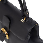 Authentieke Tweedehands Delvaux Brillant Navy Blue MM Bag juiste prijs veilig online shoppen luxe merken webshop winkelen Antwerpen België mode fashion