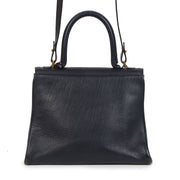 Authentieke Tweedehands Delvaux Brillant Navy Blue MM Bag juiste prijs veilig online shoppen luxe merken webshop winkelen Antwerpen België mode fashion