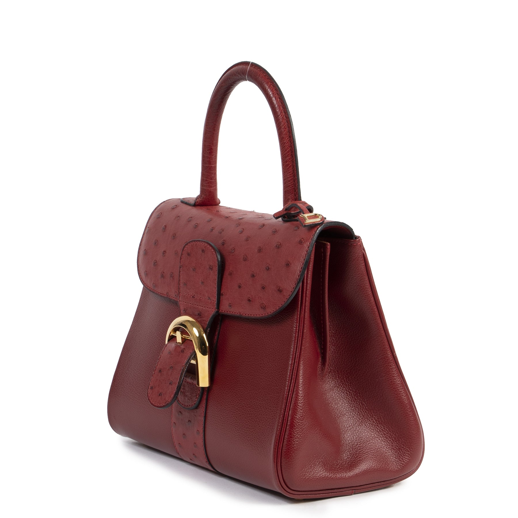 acheter Delvaux Bordeaux Ostrich Brillant PM Shoulder Bag