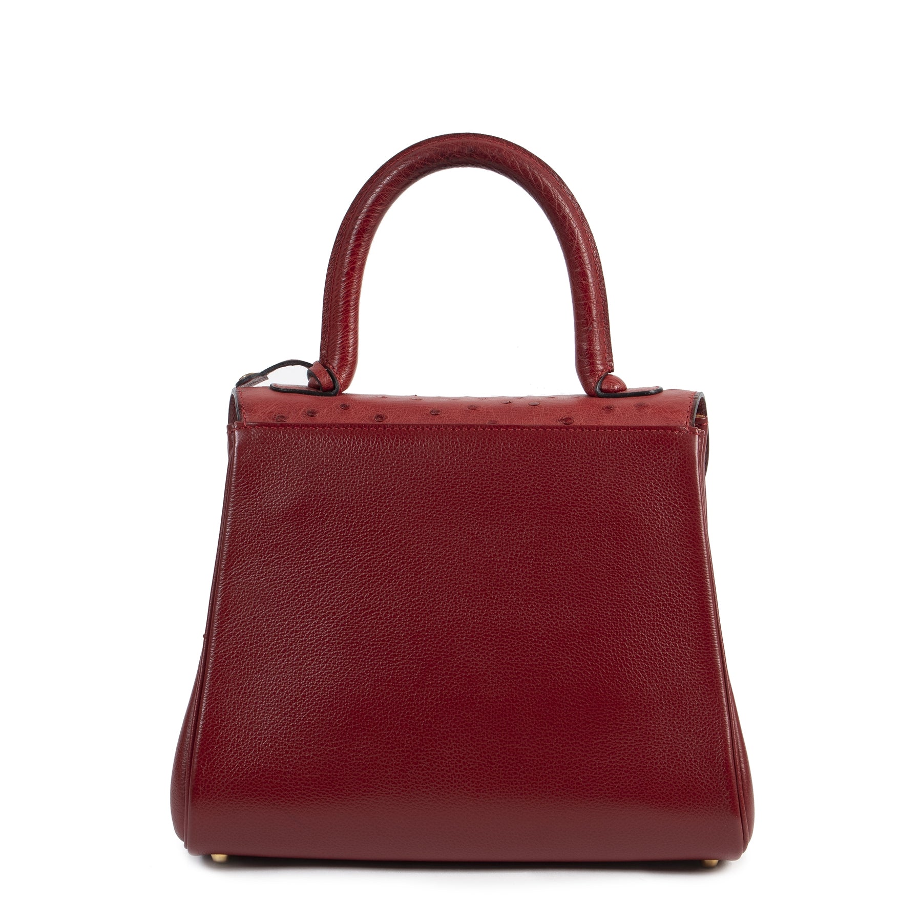 Delvaux Bordeaux Ostrich Brillant PM Shoulder Bag