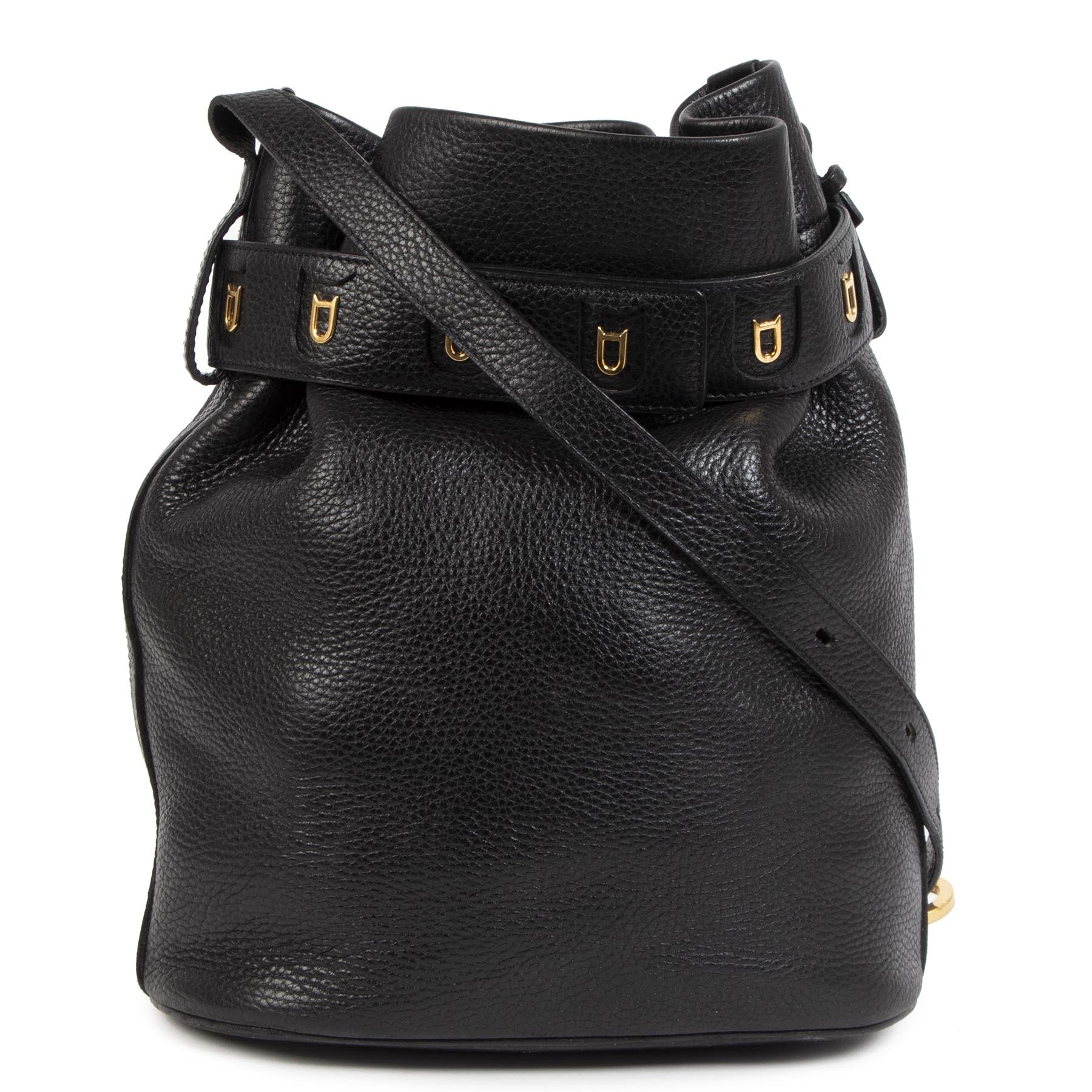 Authentic second-hand vintage Delvaux Calicot Black Bucket Bag buy online webshop LabelLOV
