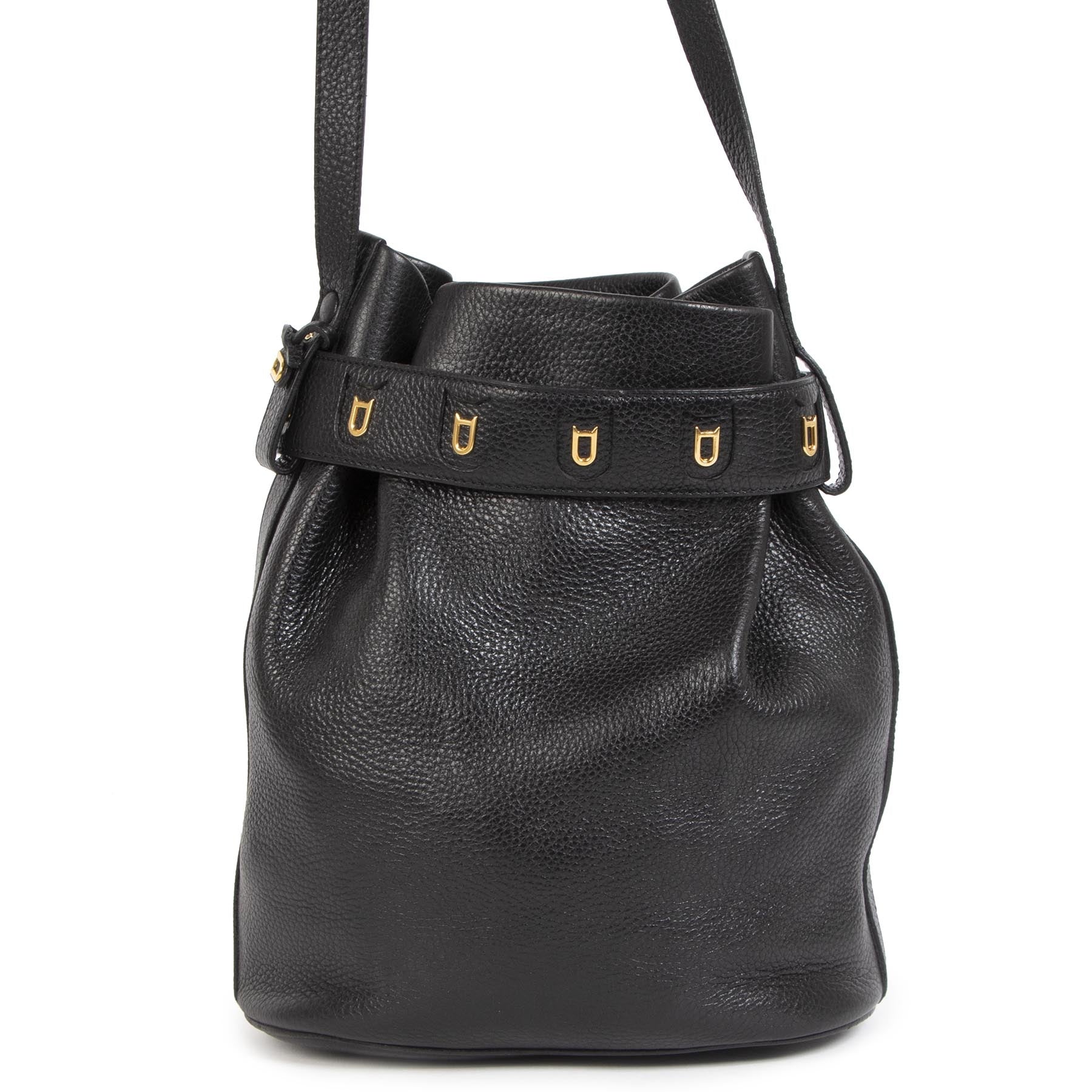 Authentique second-hand vintage Delvaux Calicot Black Bucket Bag achète en ligne webshop LabelLOV