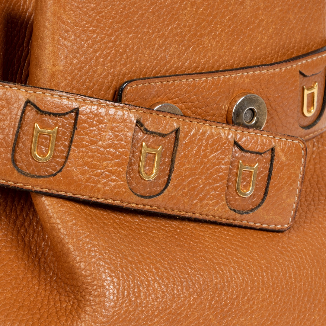 Delvaux Cognac Leather Calicot Bucket Bag