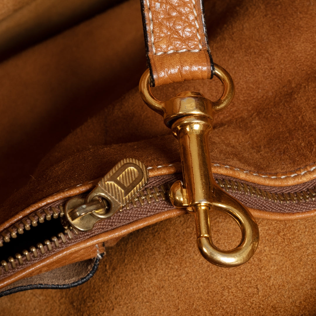 Delvaux Cognac Leather Calicot Bucket Bag te koop online