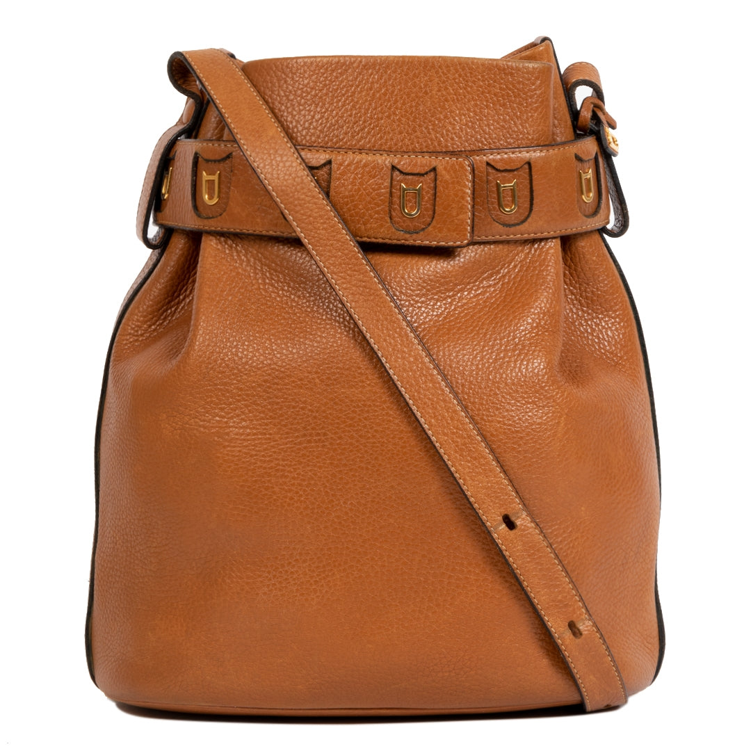Delvaux Cognac Leather Bucket Bag for the best price at Labellov secondhand luxury