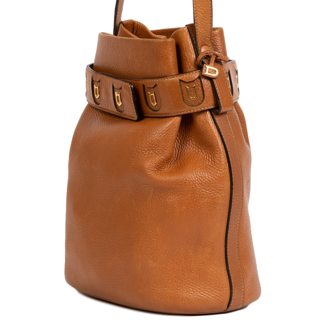 We buy and sell your authentic Delvaux Cognac Leather Calicot Bucket Bag