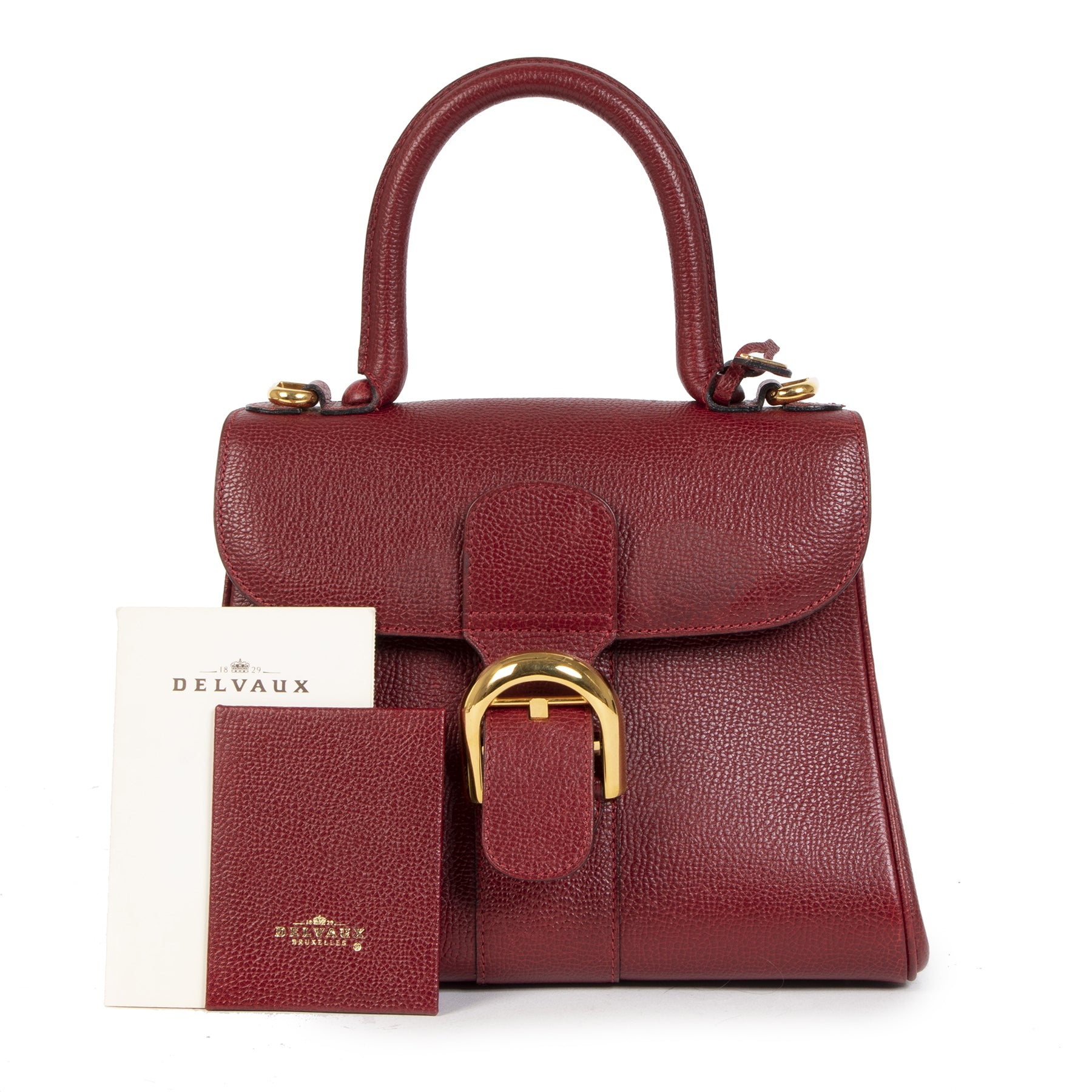 Authentic secondhand Delvaux Brillant PM Burgundy fashion designer bags designer brands luxury vintage webshop safe secure online shopping worldwide shipping delivery